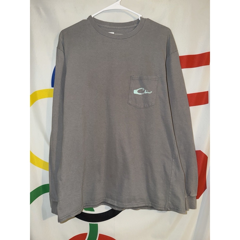Drake T Shirt Mens Large Gray Long Sleeve Bird Dog Hunting